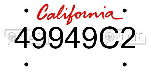 49949C2 California License Plate