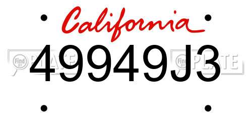 49949J3 California License Plate