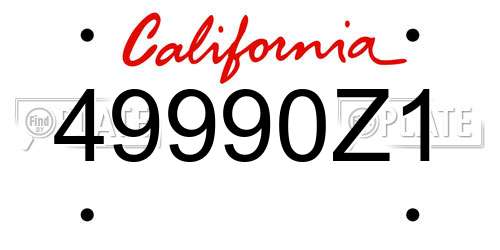 49990Z1 California License Plate