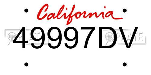 49997DV California License Plate