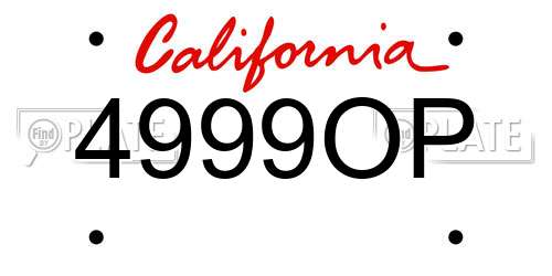 4999OP California License Plate