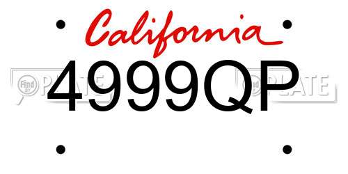 4999QP California License Plate