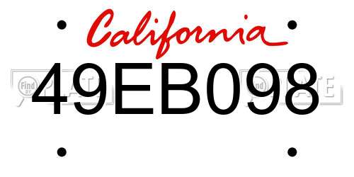 49EB098 California License Plate