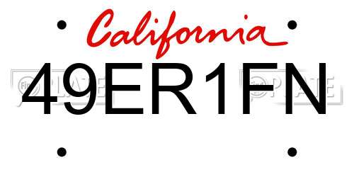 49ER1FN California License Plate