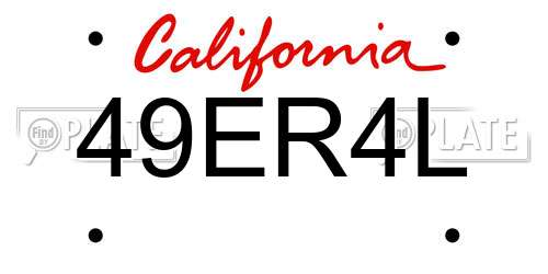 49ER4L California License Plate