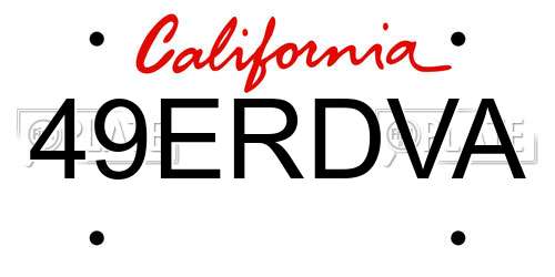 49ERDVA California License Plate