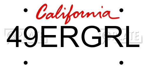 49ERGRL California License Plate