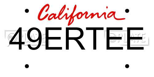 49ERTEE California License Plate