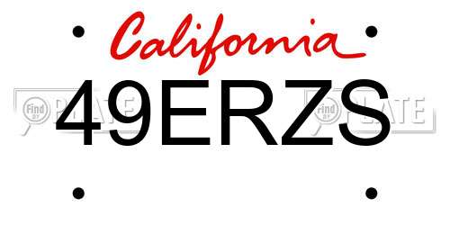 49ERZS California License Plate
