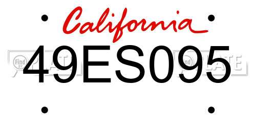 49ES095 California License Plate
