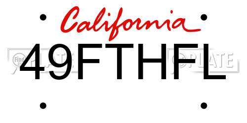49FTHFL California License Plate