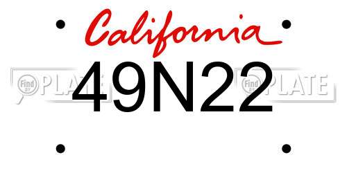 49N22 California License Plate