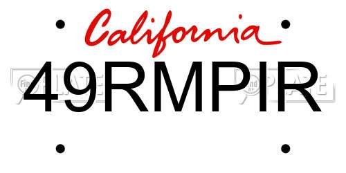 49RMPIR California License Plate