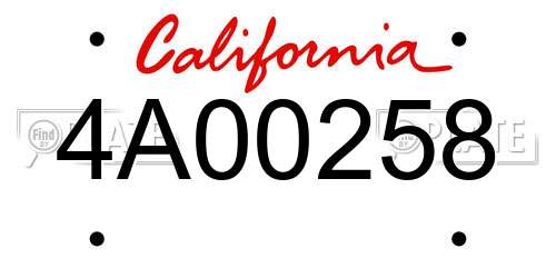 4A00258 California License Plate