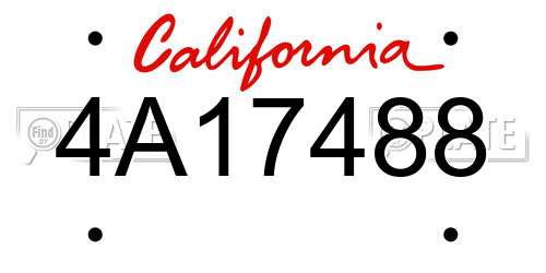 4A17488 California License Plate