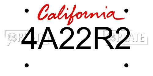 4A22R2 California License Plate