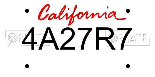 4A27R7 California License Plate