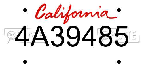 4A39485 California License Plate