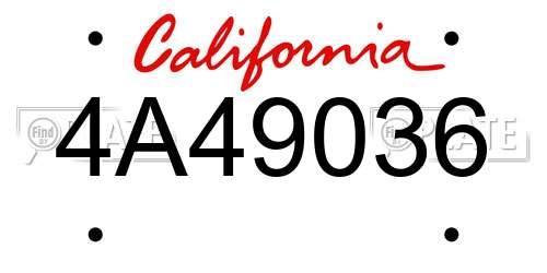 4A49036 California License Plate