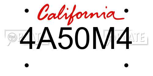 4A50M4 California License Plate