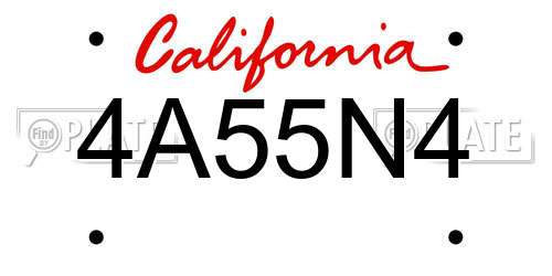 4A55N4 California License Plate