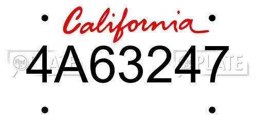 4A63247 California License Plate