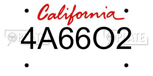 4A66O2 California License Plate