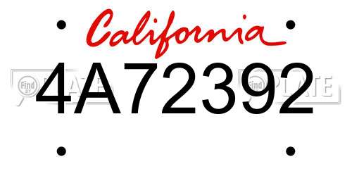 4A72392 California License Plate