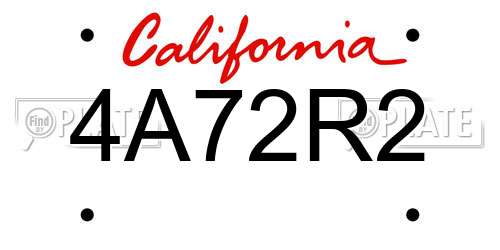 4A72R2 California License Plate