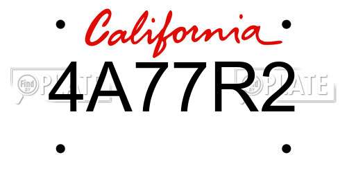 4A77R2 California License Plate