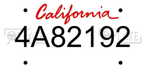 4A82192 California License Plate