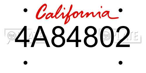 4A84802 California License Plate