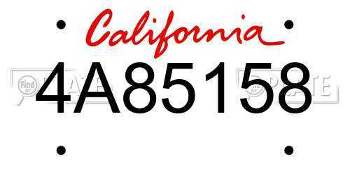 4A85158 California License Plate