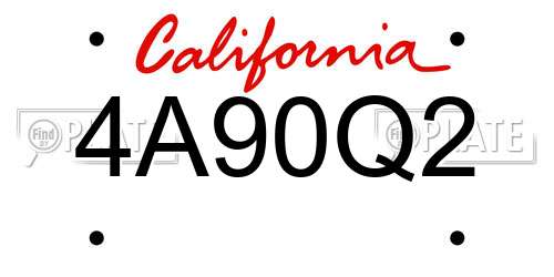 4A90Q2 California License Plate