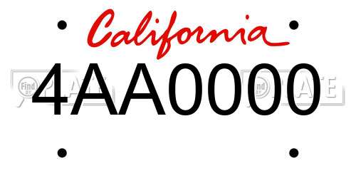 4AA0000 California License Plate