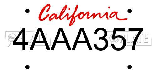 4AAA357 California License Plate