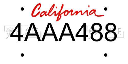 4AAA488 California License Plate