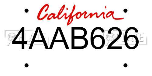 4AAB626 California License Plate