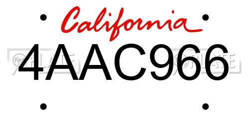 4AAC966 California License Plate