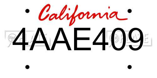 4AAE409 California License Plate