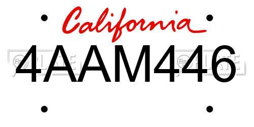 4AAM446 California License Plate
