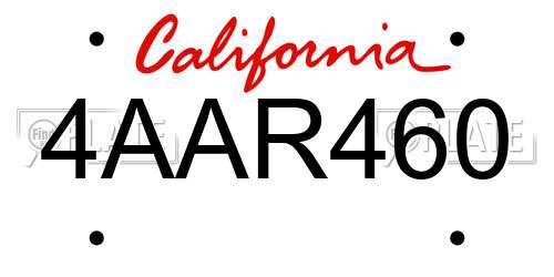 4AAR460 California License Plate