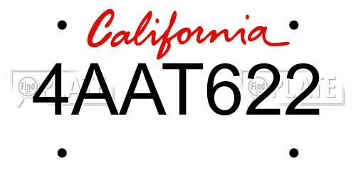 4AAT622 California License Plate