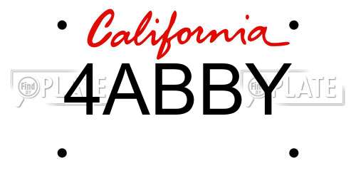4ABBY California License Plate