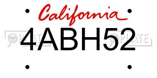 4ABH52 California License Plate
