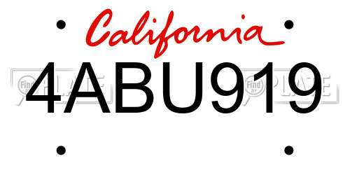 4ABU919 California License Plate