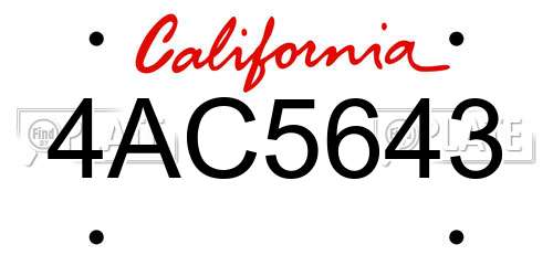 4AC5643 California License Plate