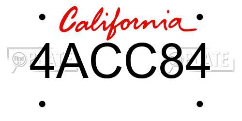 4ACC84 California License Plate