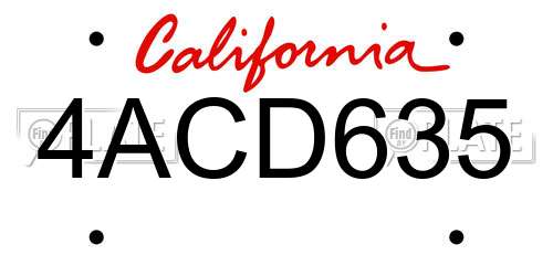 4ACD635 California License Plate
