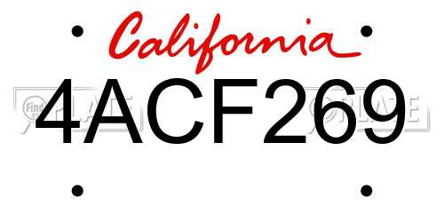 4ACF269 California License Plate